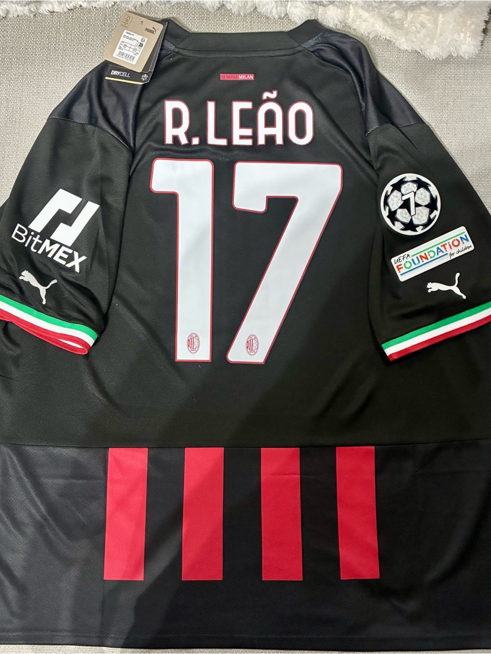 Puma AC Milan 2022 home jersey Rafael Leao Champions league men’s 2xl